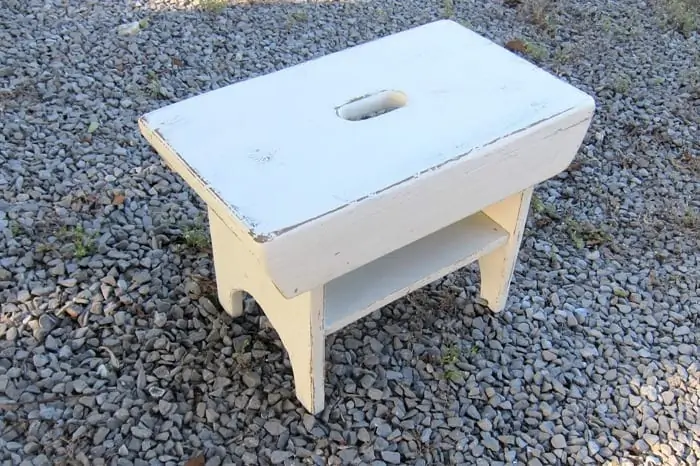 stool with white distressed paint