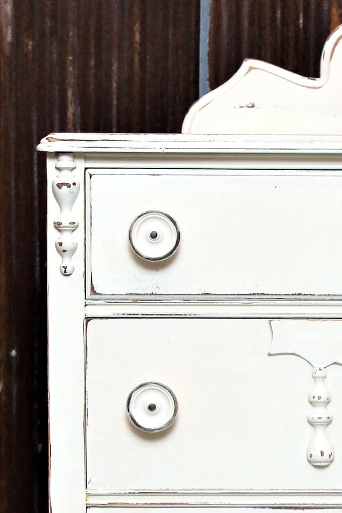 lightly distressed white furniture