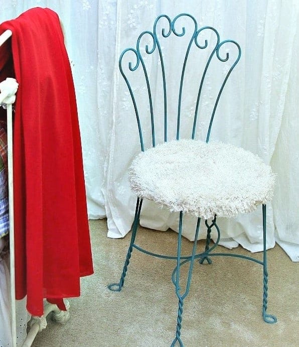 spray paint a metal chair and cover the seat with furry fabric