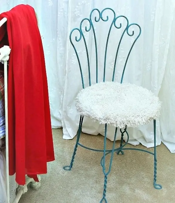 spray paint a metal chair and cover the seat with furry fabric