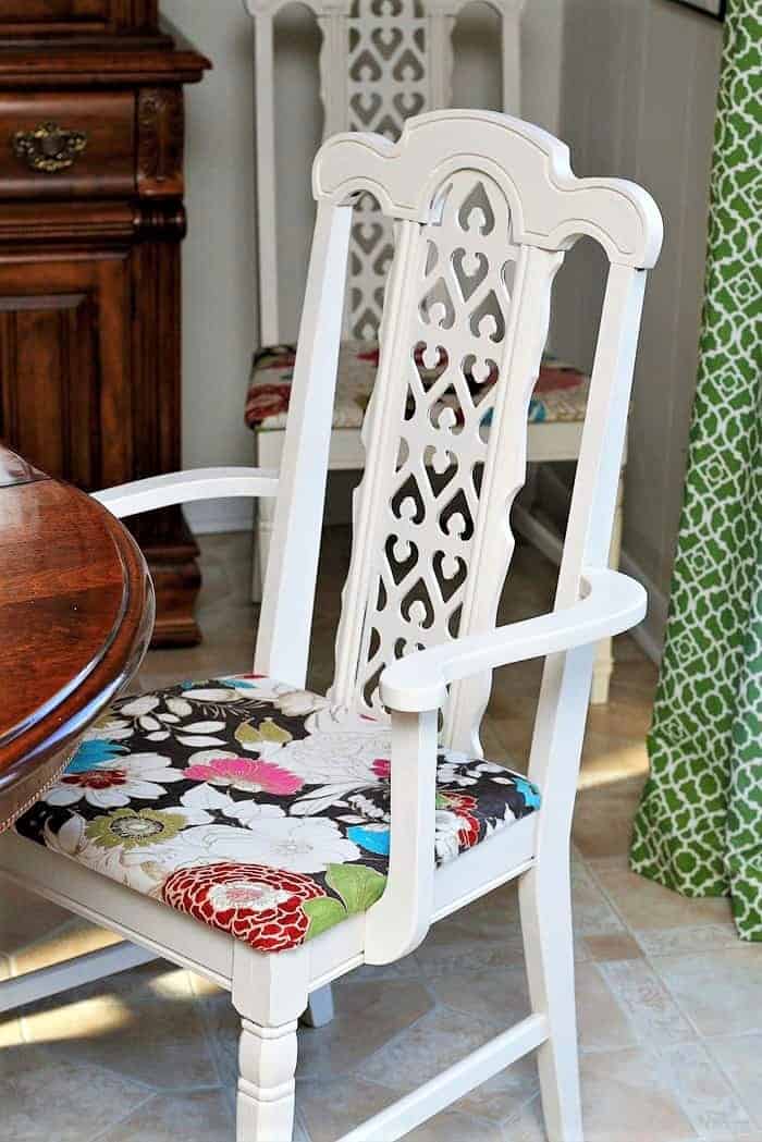 Painted Dining Chairs With Fabric Covered Seats