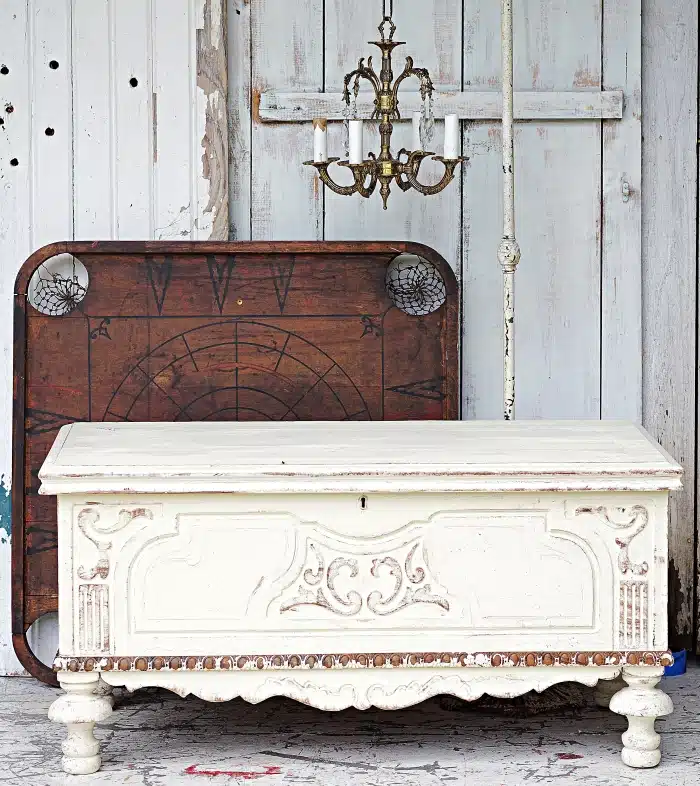 how to paint an antique cedar chest white and distress the paint