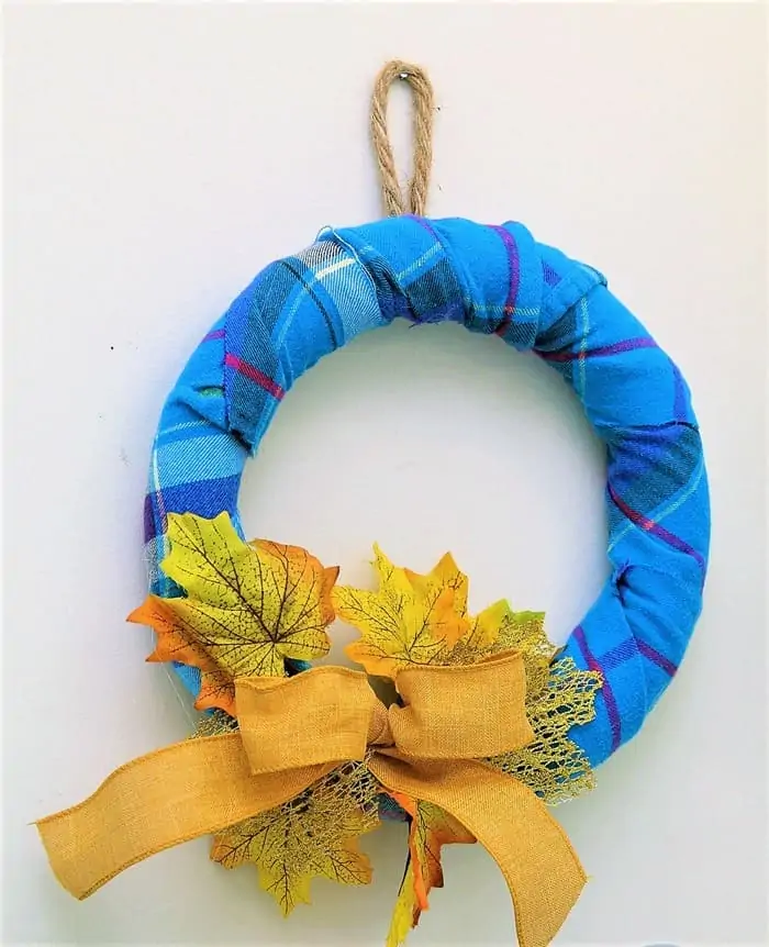 make a Fall wreath wrapped with flannel
