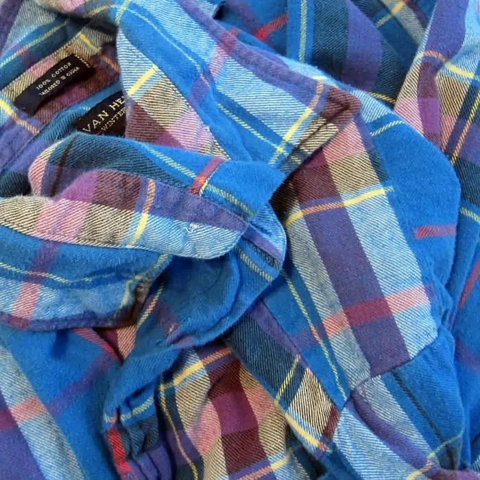 plaid flannel shirt from Goodwill for craft project