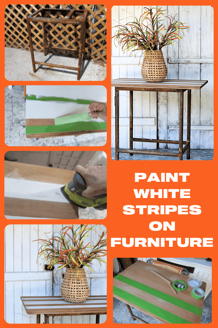 how to paint white stripes on a stained table top