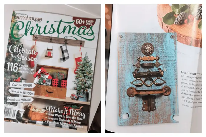 Country Sampler Farmhouse Christmas magazine with feature Christmas tree by Petticoat Junktion