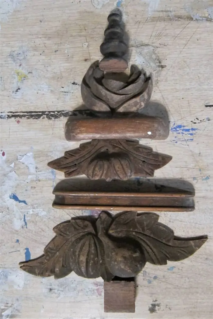 antique wood drawer pulls in the shape of a Christmas tree