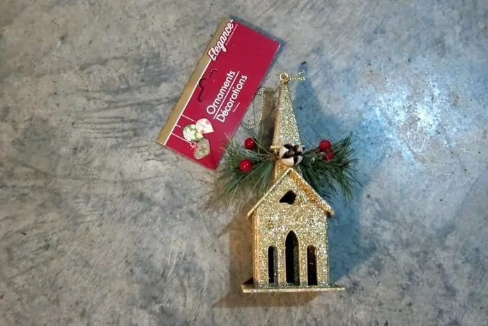 glitter church ornament from Dollar tree