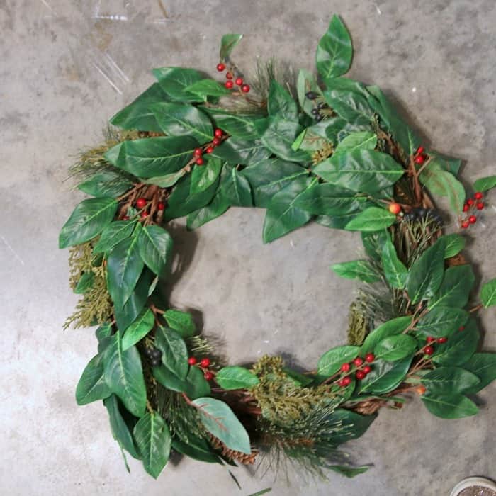 magnolia Christmas wreath for recycling