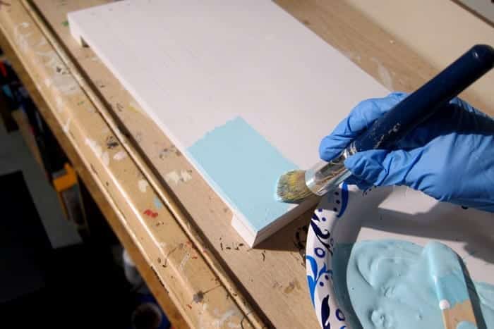 painting a wood panel for small DIY craft
