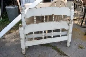 shabby chic white bed from my favorite junk shop in Kentucky, Petticoat Junktion