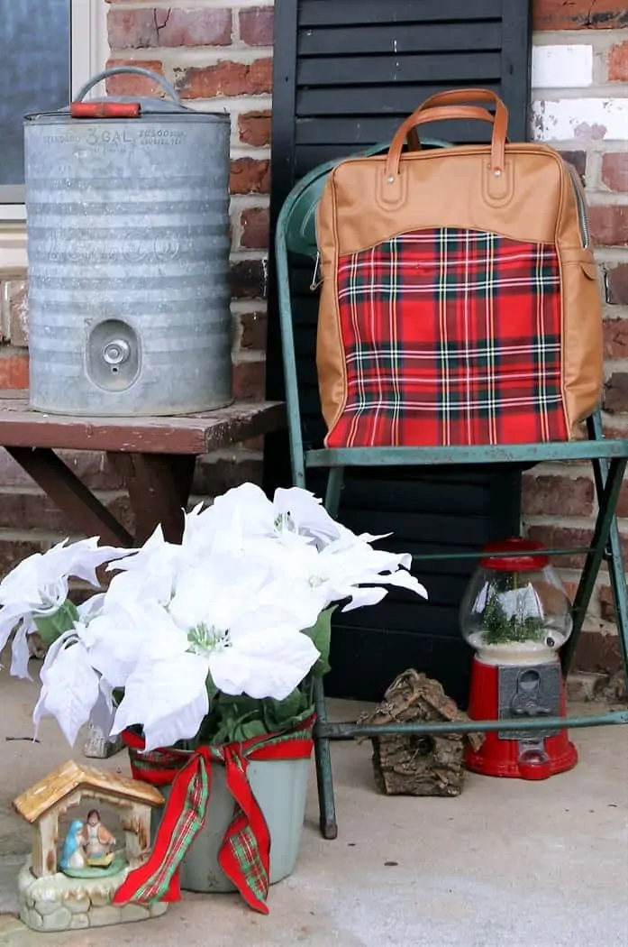 Red & Green Tartan Plaid Thermos Glass Ornament