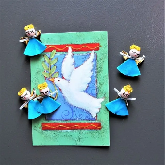 diy refrigerator magnets made from vintage angel gift tags