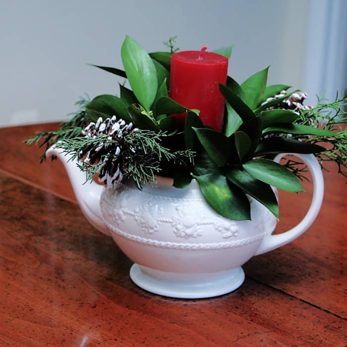 teapot flower centerpiece