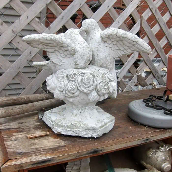 love birds concrete garden statue