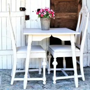 Paint a dining room table and chairs with latex paint