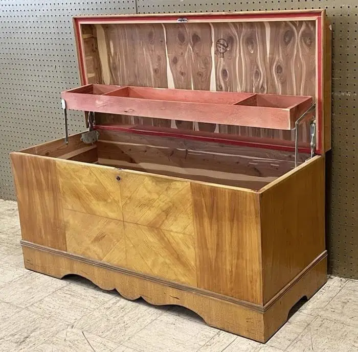 cedar chest with tray