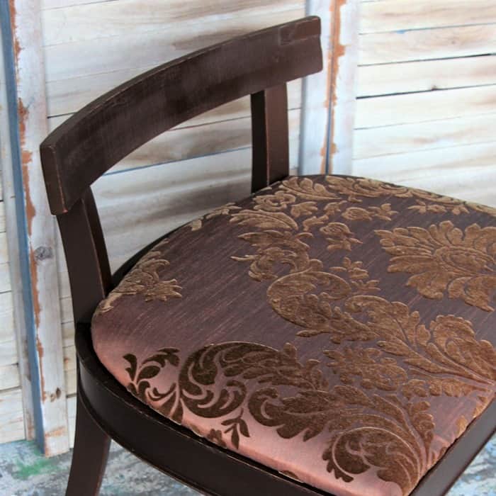 how to paint a stool with spray paint and re-cover the fabric seat