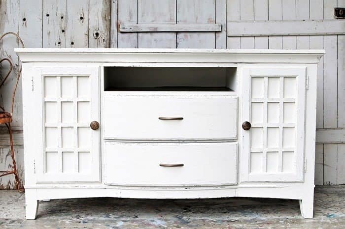 how to paint a white buffet or entertainment center