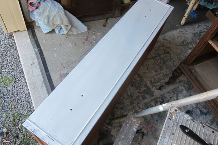 one coat of white paint on furniture