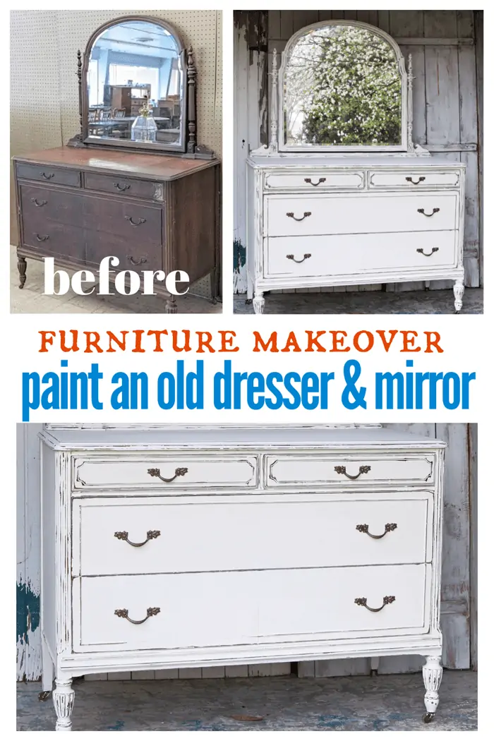 paint an old dresser and mirror