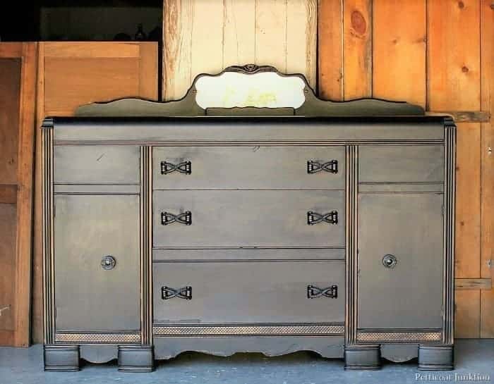 painted buffet with distressed black paint