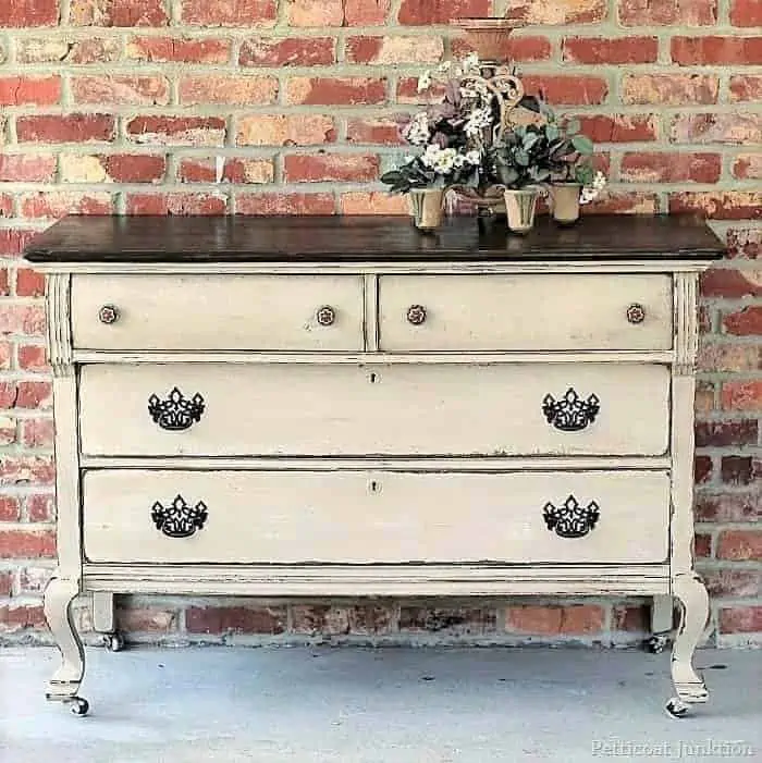 two tone buffet painted linen with brown top