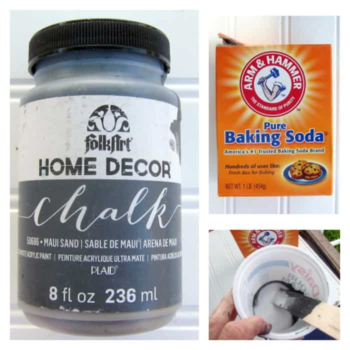 Baking soda and chalk finish paint mixture to make rustic textured vases