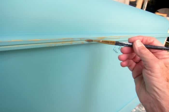 how to add metallic paint details to painted furniture