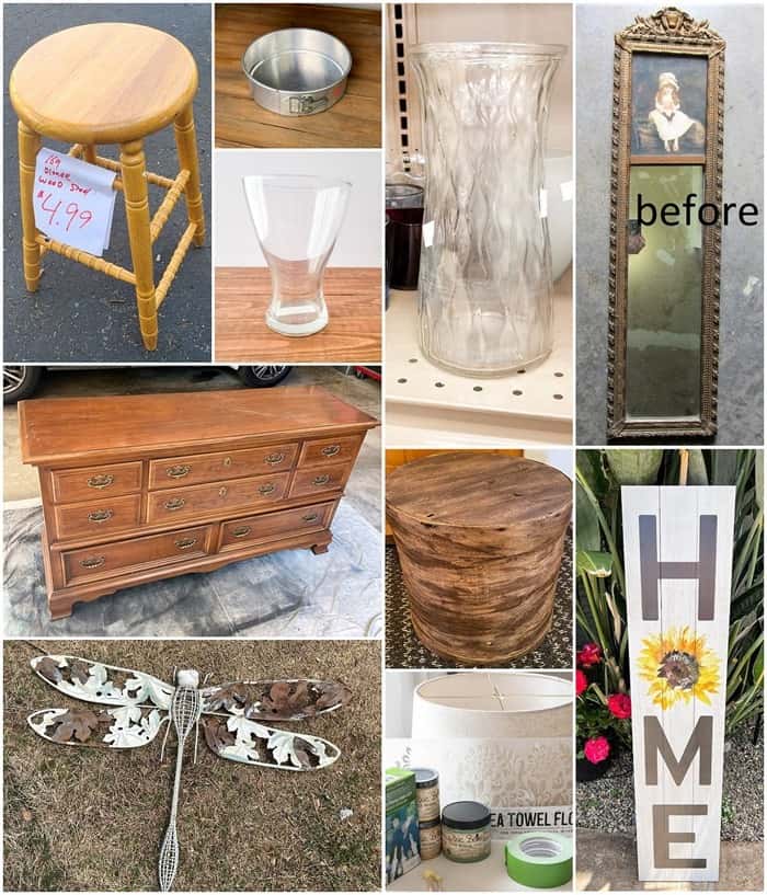 Thrift Store Decor Makeover Projects Before photos may 2022