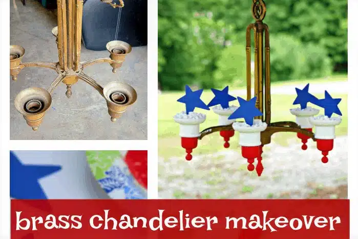 red white and blue upcycled chandelier 