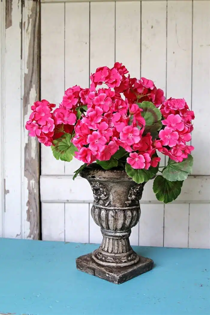 Faux Red and White Geranium Urn/Planter Filler