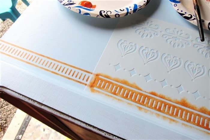 how to stencil on furniture