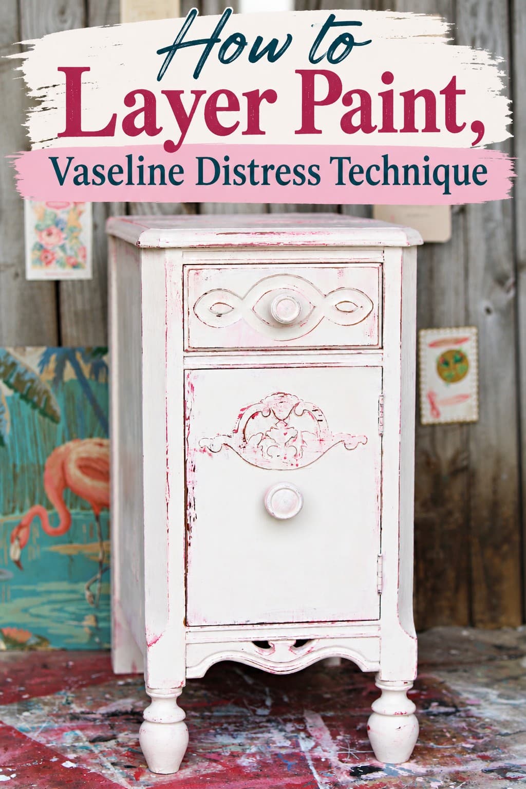 Vaseline Distressed Shabby-Chic Nightstand