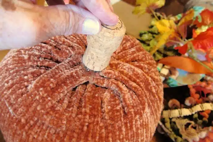 a wine cork makes a great diy pumpkin stem