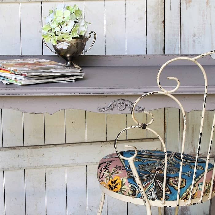 detail is faux distressed on this painted table