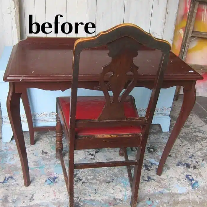 table and chair for paint makeover