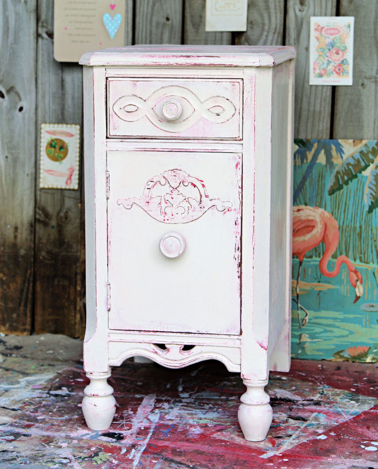 Layered paint on furniture using the Vaseline Distress Method