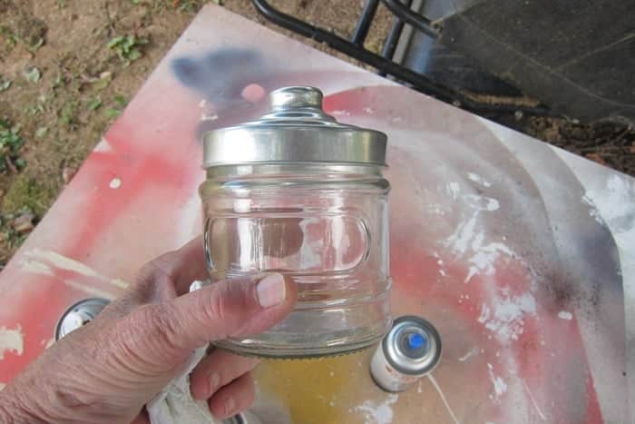 Glass Jar from Dollar Tree for faux Mercury Glass project