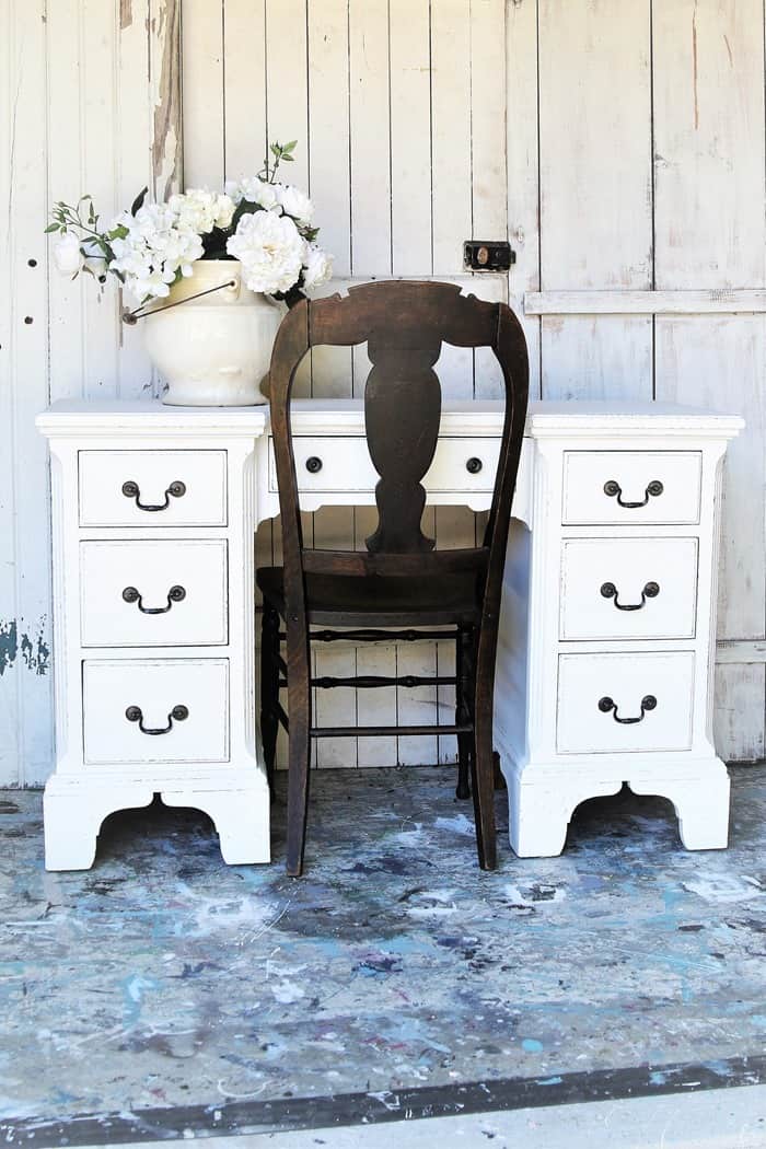 how to clean furniture and paint it white with faux distressing (3)