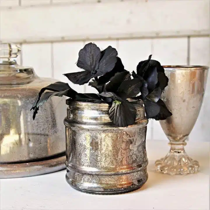 make faux mercury glass with silver, gold, and bronze spray paints