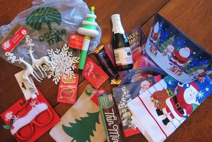Dollar Tree items to make a Christmas Gift Basket
