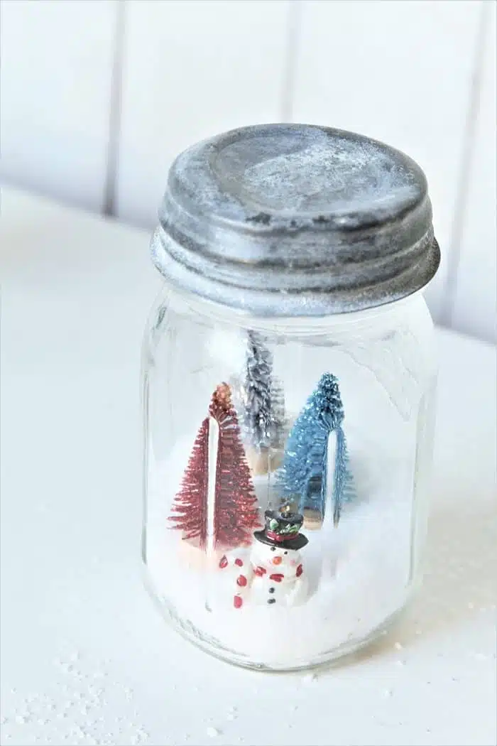 snow scene in a jar with Epsom salt snow