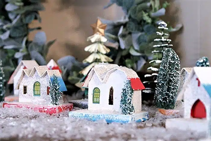 Whimsical Vintage Putz Houses Christmas Display