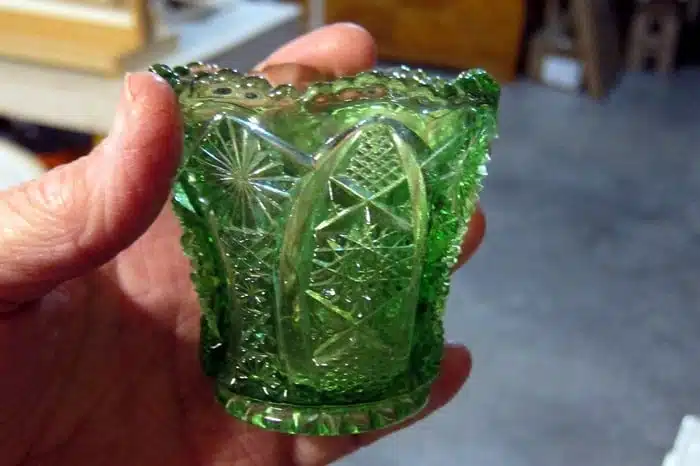 green glass vase