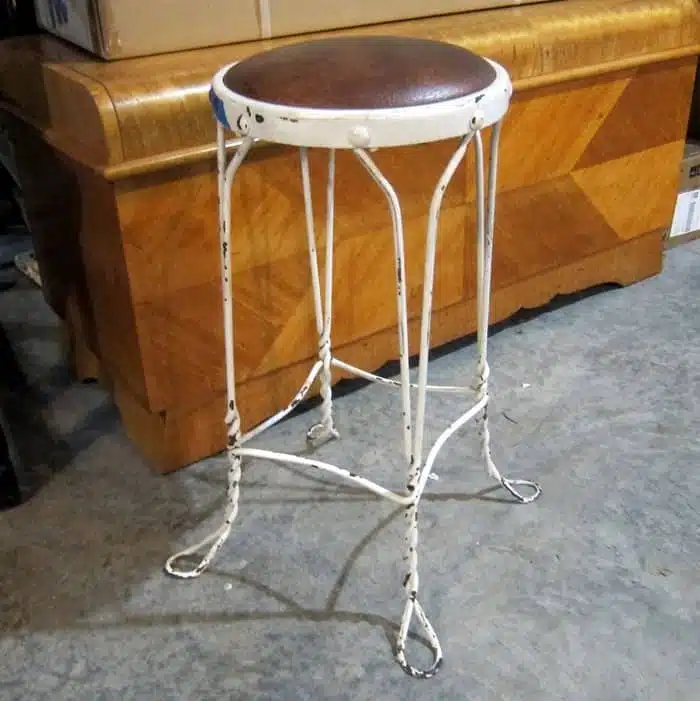 iron soda fountain stool bought at the Nashville Flea Market by Petticoat Junktion