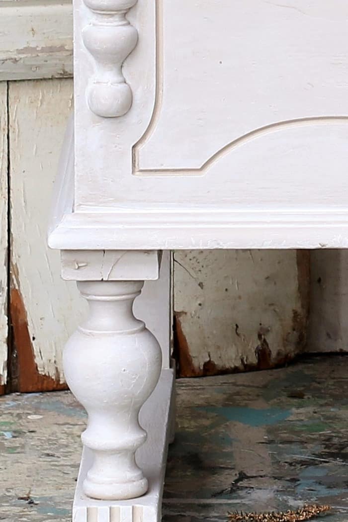 White painted cedar chest with a whitewash finish