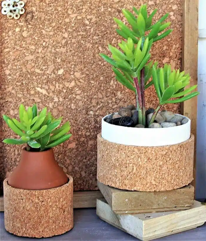 DIY cork covered vases