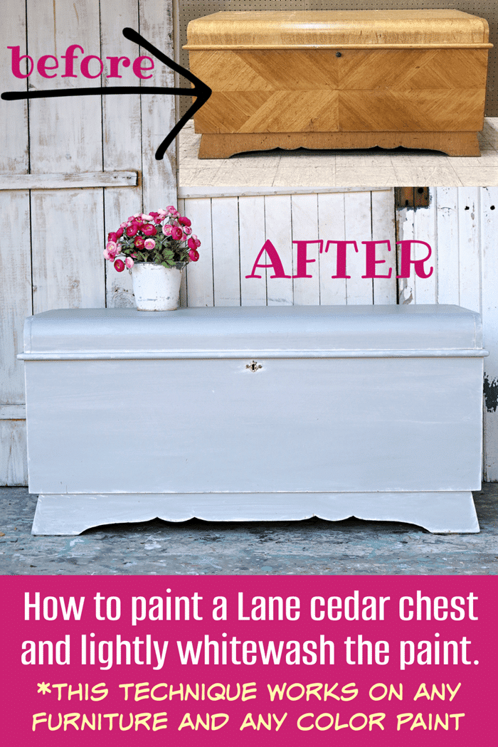 How to paint a Lane cedar chest or any wood furniture and whitewash the paint