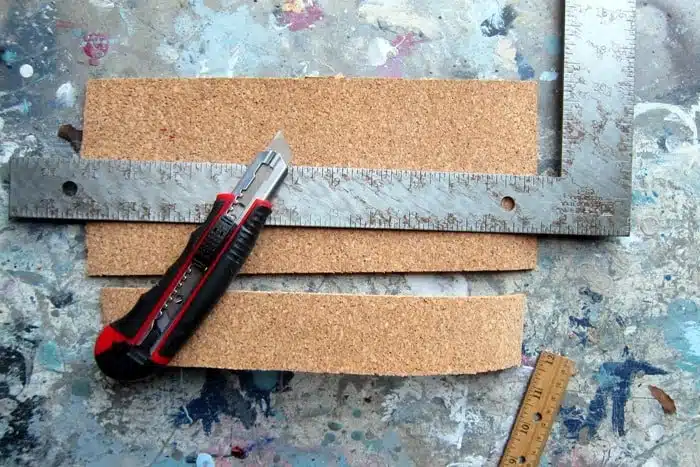 cut cork roll for craft project